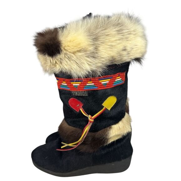 Tecnica Italy Goat Fur Aztec Platform Multi Texture Boots Size IT 40 US 8.5 - Picture 3 of 10
